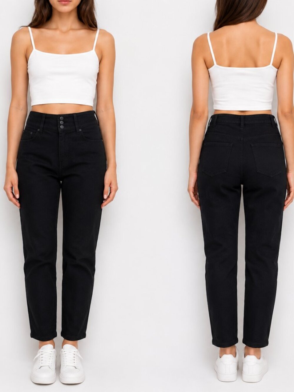 Karl Lagerfeld Paris Womens Black High Waist 3 Button Stretch Pants Size 8 NWT